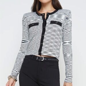 L’Agence Black and White Space Dye Toulouse Cardigan NWOT